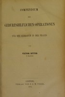 view Compendium der geburtshilflichen Operationen : fur den Gebrauch in der Praxis / von Victor Huter.