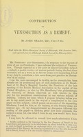 view Contribution to venesection as a remedy / by John Shand.