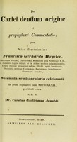 view De cariei dentium origine et prophylaxi commentatio / Carolus Guilielmus Arnoldi.