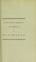 view De dysphagia / Alexander Monro.