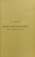 view De la désinfection des poussières sèches des appartements au moyen des substances gazeuses et volatiles / par P. Miquel.