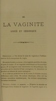 view De la Vaginite aiguë et chronique / par Émile Montagard.