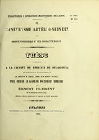 view De l'anévrysme artério-veineux de l'aorte pericardique et de l'oreillette droite / Ernest Plaisant.