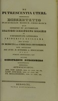 view De putrescentia uteri. Dissertatio inauguralis medico-chirurgica ... / auctor Godofredus Ruegenberg.