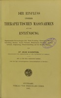 view Der Einfluss unserer therapeutischen Massnahmen auf die Entzündung : experimentelle Untersuchungen ... / von Jean Schaffer.