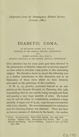 view Diabetic coma / by Balthazar Foster and Robert Saundby.