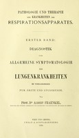 view Diagnostik und allgemeine Symptomatologie der Lungenkrankheiten ... / von Albert Fraenkel.