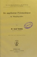 view Die angeborene Pylorusstenose im Säuglingsalter / von Jussuf Ibrahim.