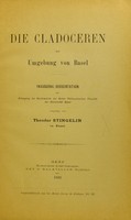 view Die Cladoceren der Umgebung von Basel / vorgelegt von Theodor Stingelin.