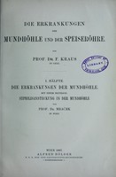 view Die Erkrankungen der Mundhohle und der Speiserohre / von F. Kraus.