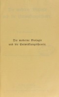 view Die moderne Biologie und die Entwicklungstheorie / von Erich Wasmann.