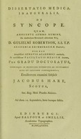 view Dissertatio medica, inauguralis, de syncope / Jacobus Hare.