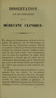 view Dissertation sur les généralités de la médecine clinique, présentée au concours pour une chaire de médecine clinique à la Faculté de médecine, le 11 juillet 1831 / par P.A. Piorry.