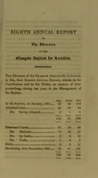 view Eighth annual report of the directors of the Glasgow Asylum for Lunatics, submitted, in terms of their charter, to a general meeting of contributors, 3rd January, 1822.