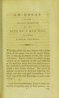 view An essay on the disease produced by the bite of a mad dog, or other rabid animal / by James Mease.