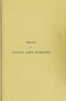 view Essays / by George John Romanes, edited by C. Lloyd Morgan.