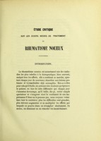 view Etude critique sur les divers modes de traitement du rhumatisme noueux / par Hermann Lupus.