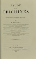 view Etude sur les trichines et sur les maladies qu'elles déterminent chez l'homme / par H. Scoutetten.