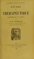 view Études de thérapeutique expérimentale et clinique / par Ch.-E. Quinquaud.