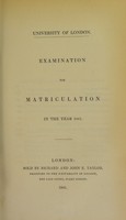 view Examination for matriculation in the year 1841 / University of London.