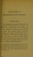 view Cholera : its symptoms and treatment / by Alfred Orlando Jones.