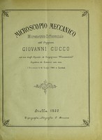 view Microscopio meccanico : micrometrico differenziale dell' ingegnere ad uso degli operai di ingegneri meccanici ispettozi di lavori ecc. ecc. / Giovanni Cucco.