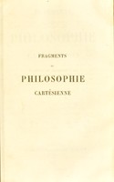 view Fragments de philosophie cartésienne / par Victor Cousin.