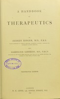 view A handbook of therapeutics / by Sydney Ringer and Harrington Sainsbury.