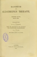 view Handbuch der allgemeinen Therapie / herausgegeben von H. v. Ziemssen.