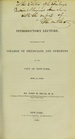 view An introductory lecture, delivered at the College of Physicians and Surgeons of the City of New-York, Nov. 5, 1830 / by John B. Beck.