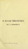 view Le massage thérapeutique de l'abdomen : sa technique, ses indications / par L. Salignat.