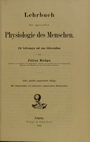 view Lehrbuch der speciellen Physiologie des Menschen : fur Vorlesungen und zum Selbststudium / von Julius Budge.