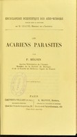 view Les acariens parasites / par P. Megnin.