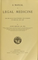 view A manual of legal medicine : for the use of practitioners and students of medicine and law / by Justin Herold.