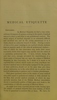 view Medical etiquette / [J.W. Ballantyne].