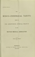 view The medico-chirurgical tariffs issued by the Shropshire Ethical Branch of the British Medical Association.