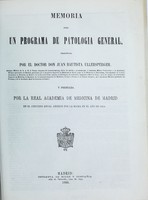 view Memoria sobre un programa de patologia general / presentada por Juan Bautista Ullersperger.