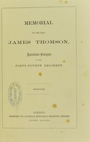 view Memorial to the late James Thomson, Assistant-Surgeon of the forty-fourth Regiment.