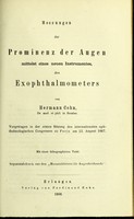 view Messungen der Prominenz der Augen mittelst eines neuen Instrumentes, des Exophthalmometers / von Hermann Cohn.