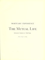 view Mortuary experience of the Mutual Life Insurance Company of New-York. From 1843 to 1874.