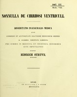 view Nonnulla de cirrhosi ventriculi : dissertatio inauguralis medica ... / scripsit Hinrich Struve.