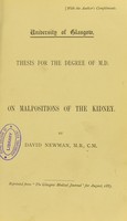 view On malpositions of the kidney / by David Newman.