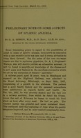 view Preliminary note on some aspects of splenic anaemia / by G. A. Gibson.