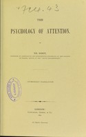 view The psychology of attention / by Th. Ribot.