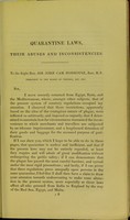 view The quarantine laws, their abuses and inconsistencies : a letter addressed to the Rt. Hon. Sir John Cam Hobhouse, bart. M.P. ... / by Arthur T. Holroyd.