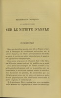 view Recherches critiques et experimentales sur le nitrite d'amyle / par Dugau (Pierre-Henri).