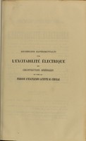 view Recherches expérimentales sur l’excitabilité électrique des circonvolutions cérébrales et sur la période d’excitation latente du cerveau / par Henry C. de Varigny.