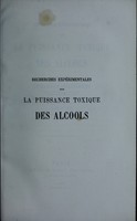 view Recherches expérimentales sur la puissance toxique des alcools / par les docteurs Dujardin-Beaumetz et Audigé.