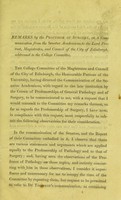 view Remarks by the professor of surgery, on a communication from the Senatus Academicus, to the Lord Provost, magistrates, and council of the City of Edinburgh, addressed to the College Committee.