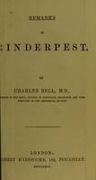 view Remarks on rinderpest / by Charles Bell.